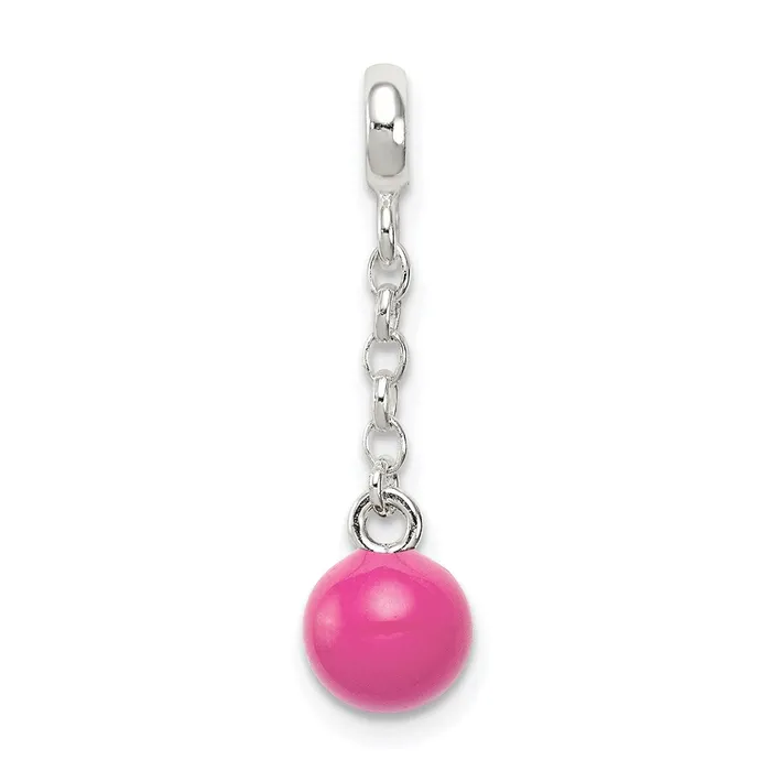 TreasureFineJewelers Rings Sterling Silver Hot Pink Enamel Bead 12 Dangle Enhancer TreasureFineJewelers Rings Sterling Silver Hot Pink Enamel Bead 12 Dangle Enhancer