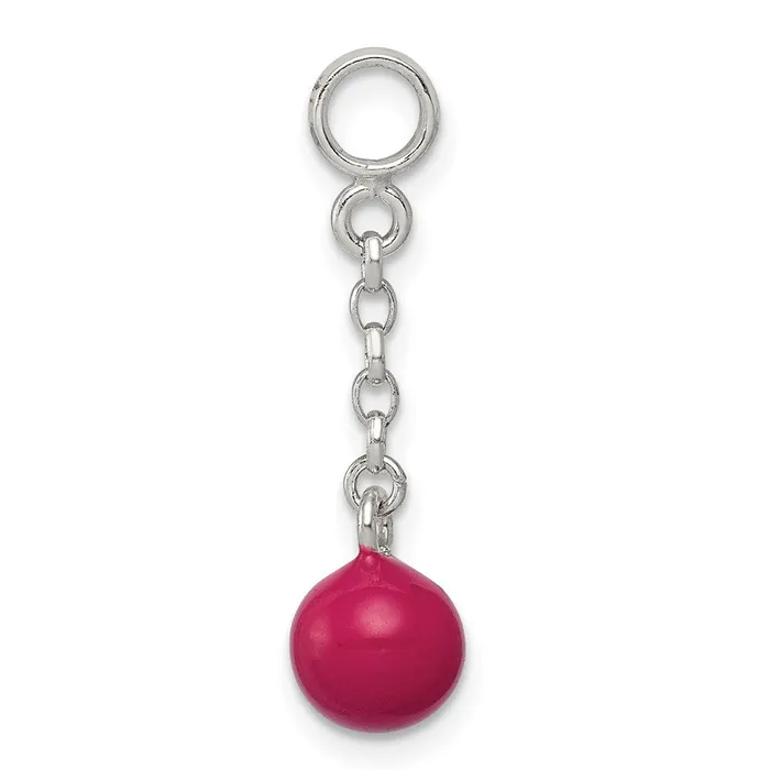 TreasureFineJewelers Rings Sterling Silver Hot Pink Enamel Bead 12 Dangle Enhancer