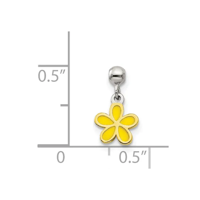 TreasureFineJewelers Rings Sterling Silver Mio Memento Gold Tone Yellow Enamel Flower Charm