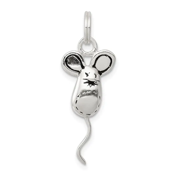 TreasureFineJewelers Rings Sterling Silver Mouse Charm