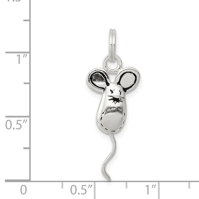 TreasureFineJewelers Rings Sterling Silver Mouse Charm