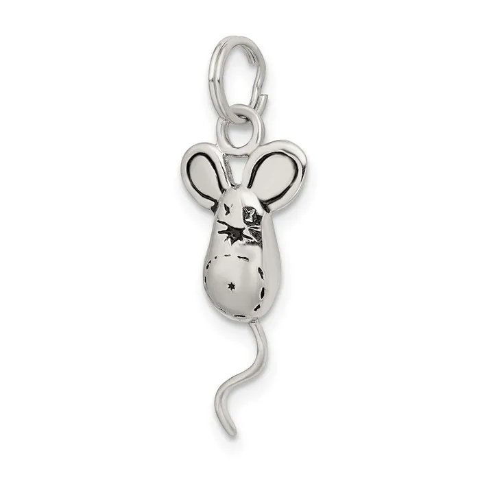 TreasureFineJewelers Rings Sterling Silver Mouse Charm
