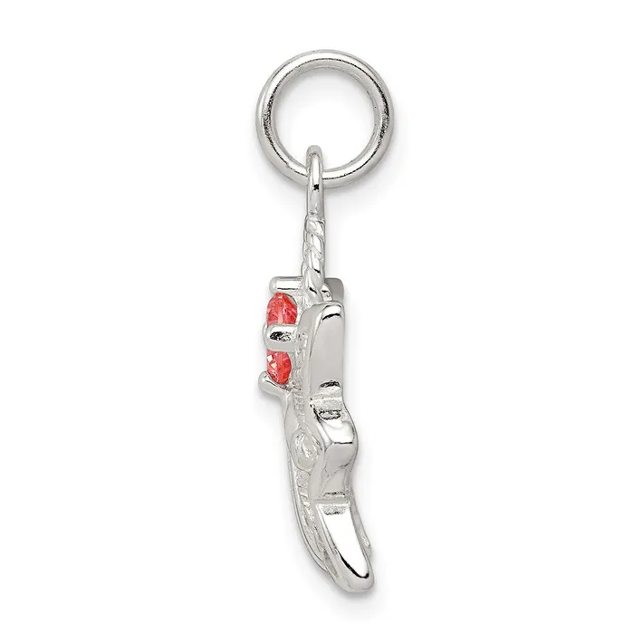 TreasureFineJewelers Rings Sterling Silver Pink CZ Angel Charm