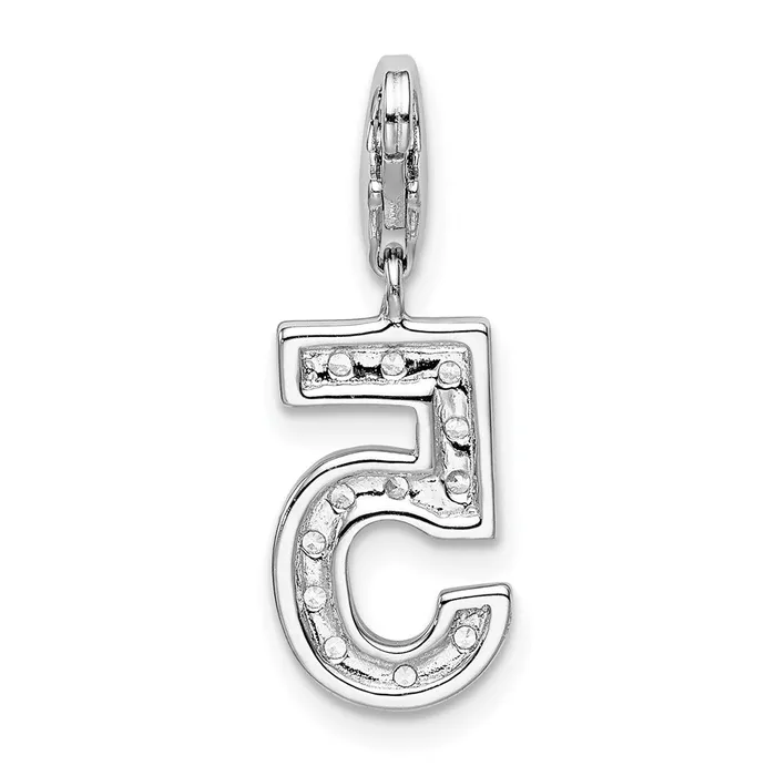TreasureFineJewelers Rings Sterling Silver RH CZ Numeral 5 wLobster Clasp Charm