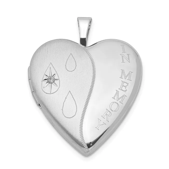 TreasureFineJewelers Rings Sterling Silver Rhodplated Diamond SatinPolished In Memory Heart Locket TreasureFineJewelers Rings Sterling Silver Rhodplated Diamond SatinPolished In Memory Heart Locket