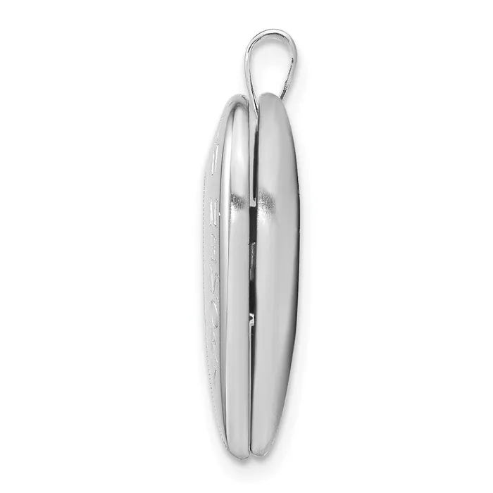 TreasureFineJewelers Rings Sterling Silver Rhodplated Diamond SatinPolished In Memory Heart Locket