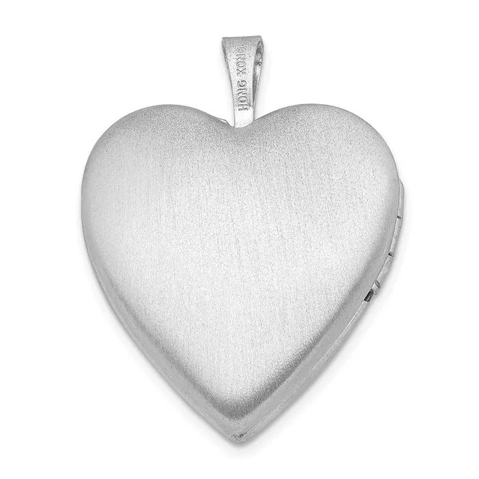 TreasureFineJewelers Rings Sterling Silver Rhodplated Diamond SatinPolished In Memory Heart Locket