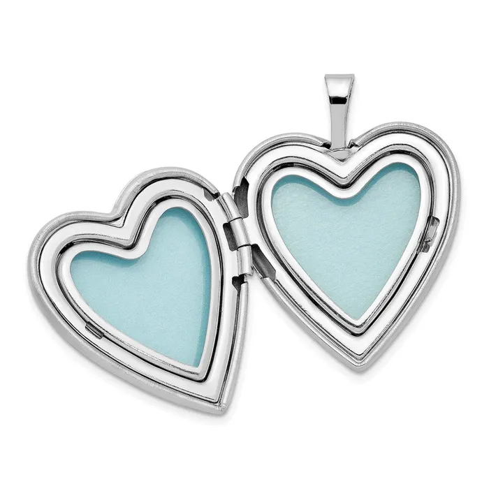 TreasureFineJewelers Rings Sterling Silver Rhodplated Diamond SatinPolished In Memory Heart Locket
