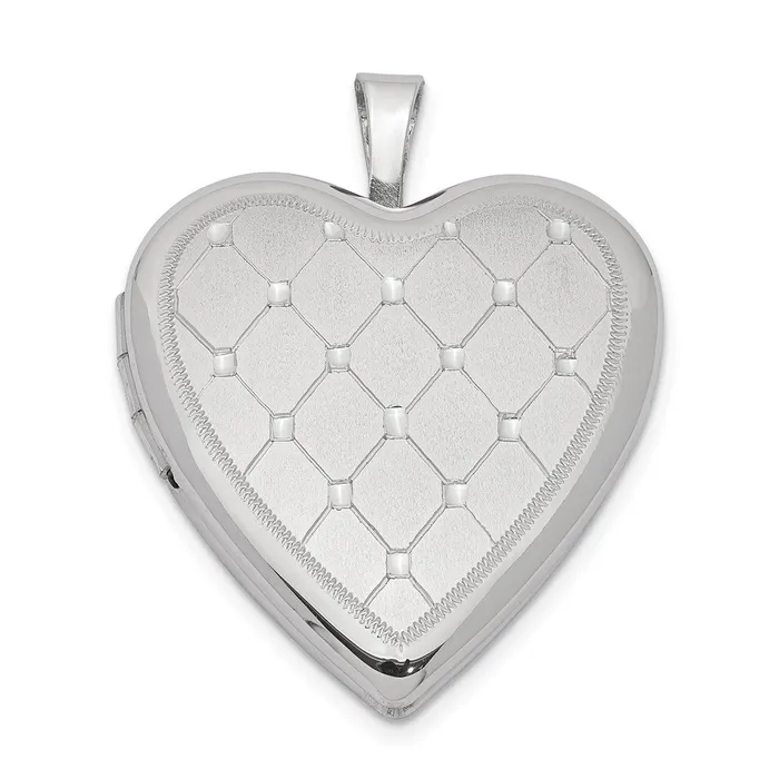 TreasureFineJewelers Rings Sterling Silver Rhodiumplated 20mm Quilt Design Heart Locket TreasureFineJewelers Rings Sterling Silver Rhodiumplated 20mm Quilt Design Heart Locket