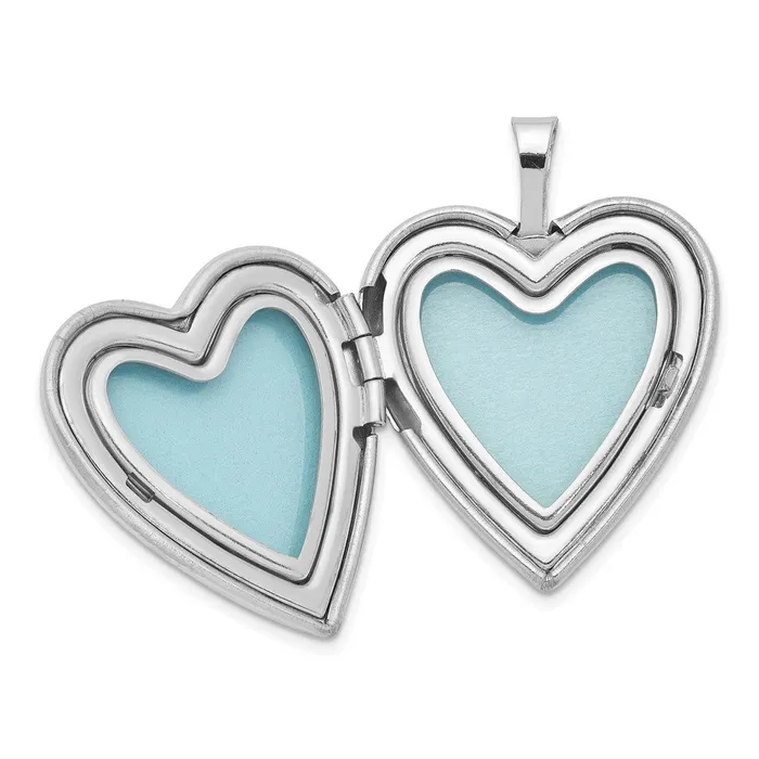 TreasureFineJewelers Rings Sterling Silver Rhodiumplated 20mm Quilt Design Heart Locket