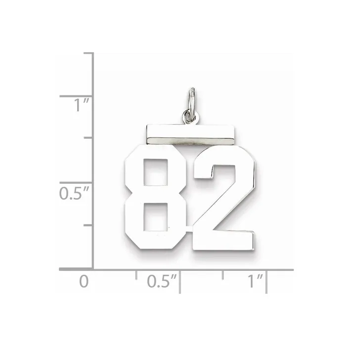 TreasureFineJewelers Rings Sterling SilverRhodiumplated Polished Number 82 Charm