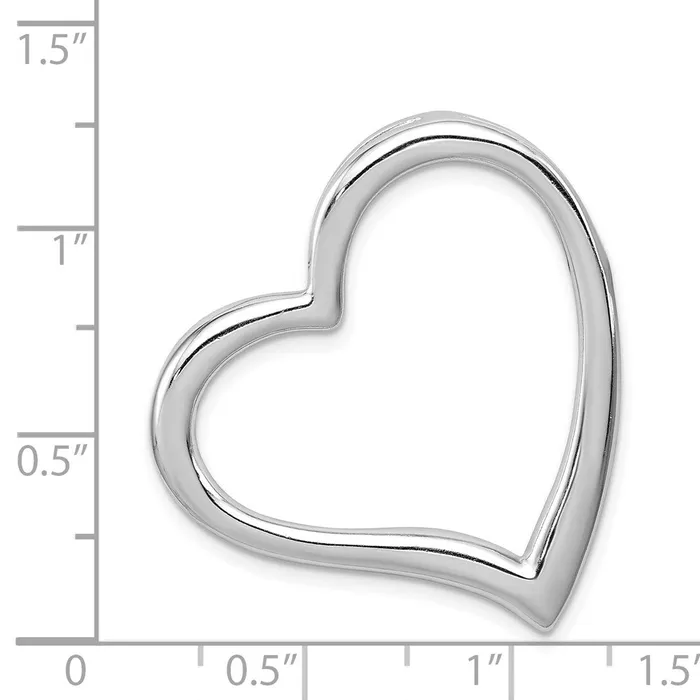 TreasureFineJewelers Rings Sterling Silver Rhodiumplated Polished Open Heart Slide