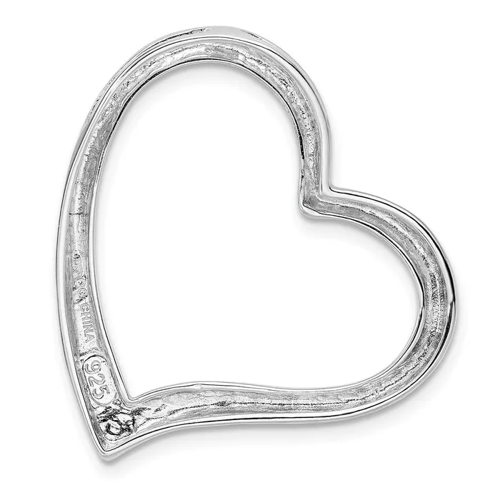 TreasureFineJewelers Rings Sterling Silver Rhodiumplated Polished Open Heart Slide