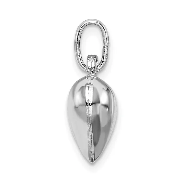 TreasureFineJewelers Rings Sterling Silver Rhodiumplated Puffed Heart Charm