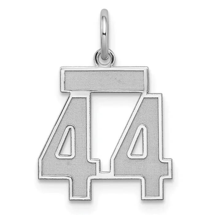 TreasureFineJewelers Rings Sterling SilverRhodiumplated Satin Number 44 Charm