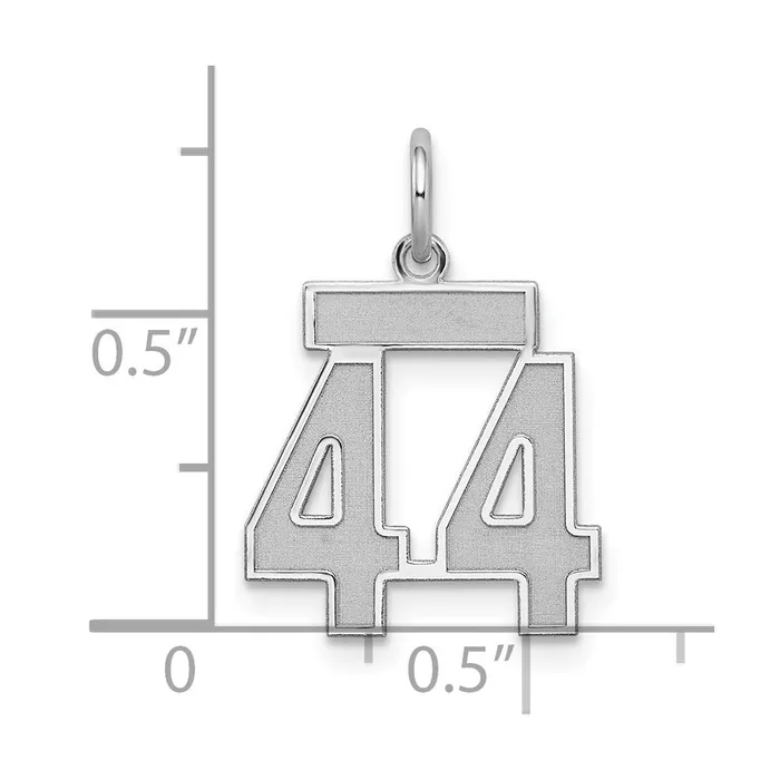 TreasureFineJewelers Rings Sterling SilverRhodiumplated Satin Number 44 Charm