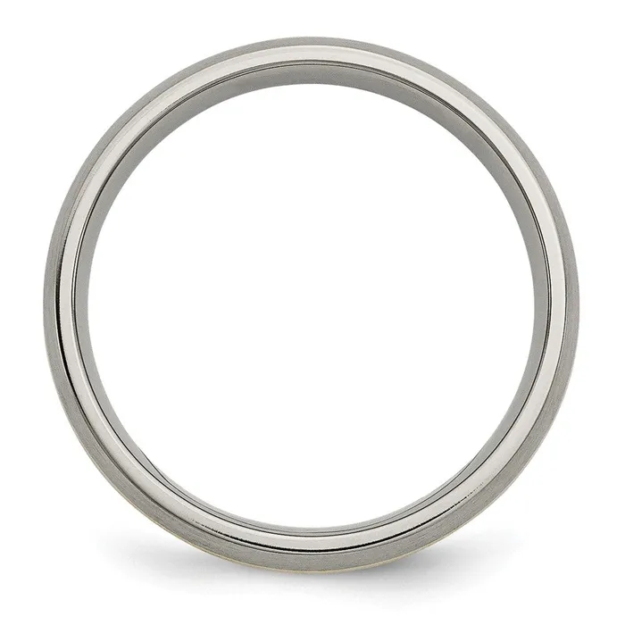 TreasureFineJewelers Rings Titanium Brushed w14k Yellow Gold Inlay 5mm Band