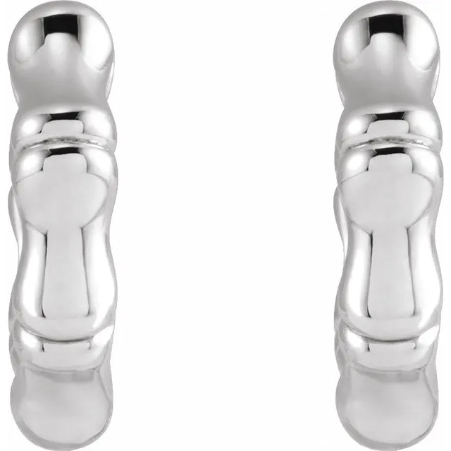 TreasureFineJewelers Sterling Silver 12 mm Bamboo Hinged Hoop Earrings Earrings