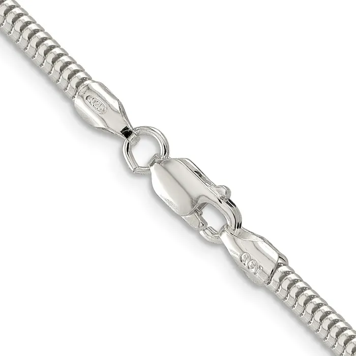 TreasureFineJewelers Sterling Silver 3mm Round Snake Chain Rings