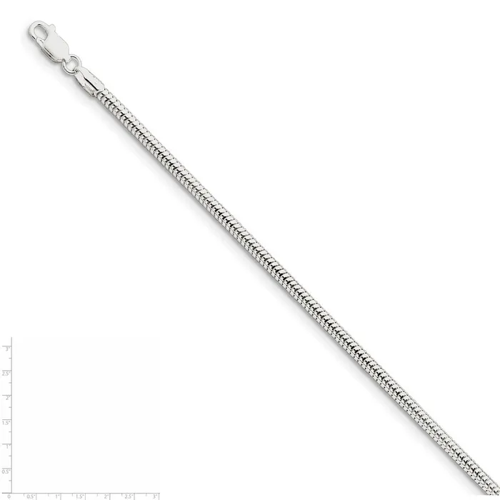TreasureFineJewelers Sterling Silver 3mm Round Snake Chain Rings