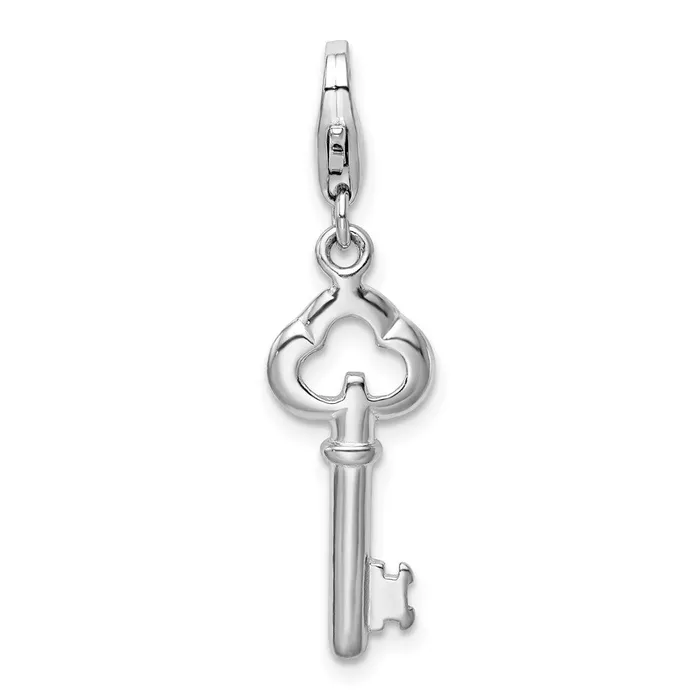 TreasureFineJewelers Sterling Silver Amore La Vita Rhodiumplated Polished Skeleton Key Charm Rings TreasureFineJewelers Sterling Silver Amore La Vita Rhodiumplated Polished Skeleton Key Charm Rings