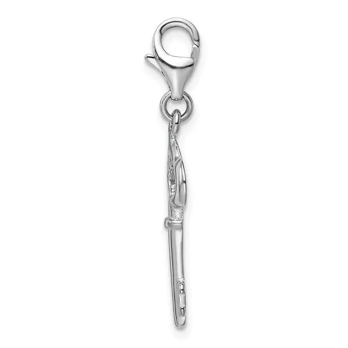 TreasureFineJewelers Sterling Silver Amore La Vita Rhodiumplated Polished Skeleton Key Charm Rings