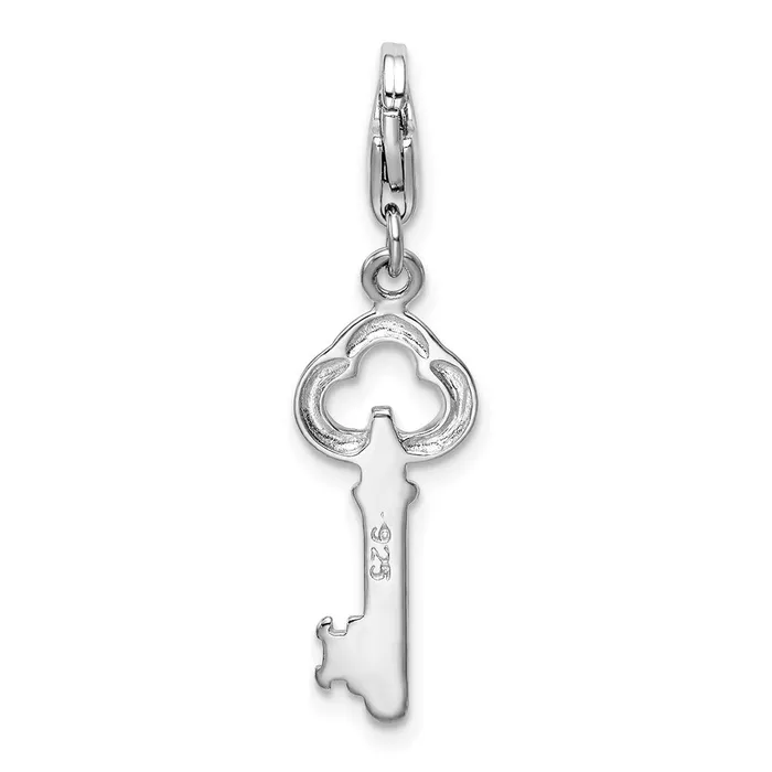 TreasureFineJewelers Sterling Silver Amore La Vita Rhodiumplated Polished Skeleton Key Charm Rings