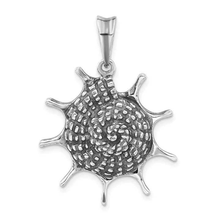 TreasureFineJewelers Sterling Silver Antiqued Polished Seashell Pendant Necklaces TreasureFineJewelers Sterling Silver Antiqued Polished Seashell Pendant Necklaces
