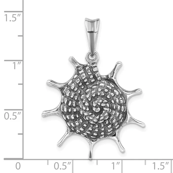 TreasureFineJewelers Sterling Silver Antiqued Polished Seashell Pendant Necklaces