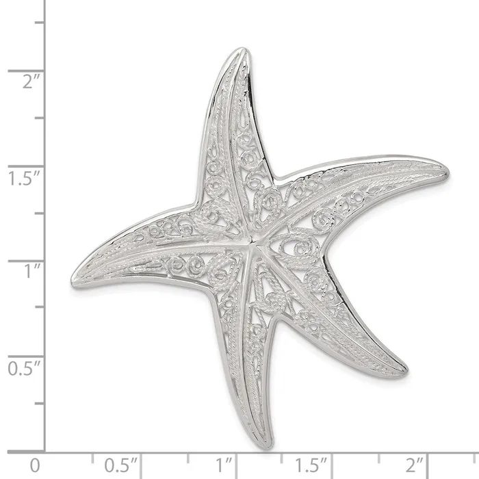 TreasureFineJewelers Sterling Silver Fancy Starfish Pendant Necklaces