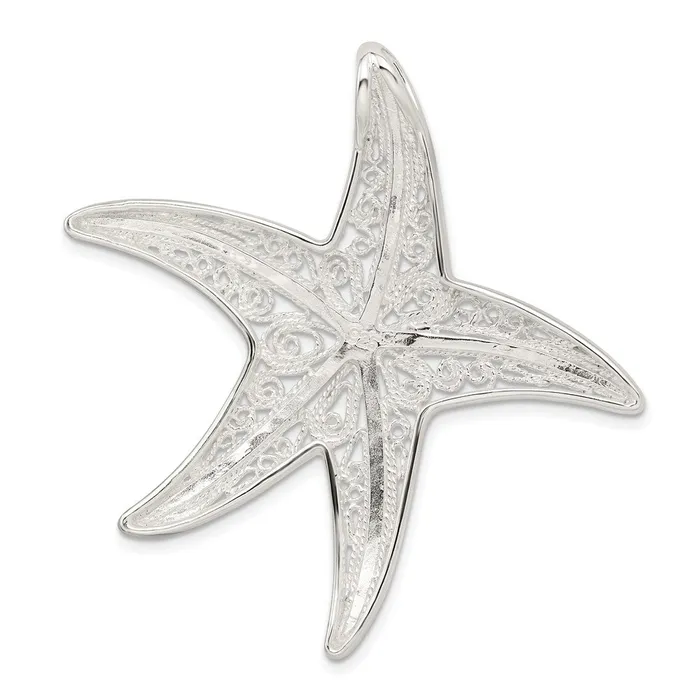 TreasureFineJewelers Sterling Silver Fancy Starfish Pendant Necklaces