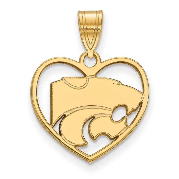 TreasureFineJewelers Sterling Silver Goldplated Kansas State University Wildcat Heart Pendant Necklaces TreasureFineJewelers Sterling Silver Goldplated Kansas State University Wildcat Heart Pendant Necklaces