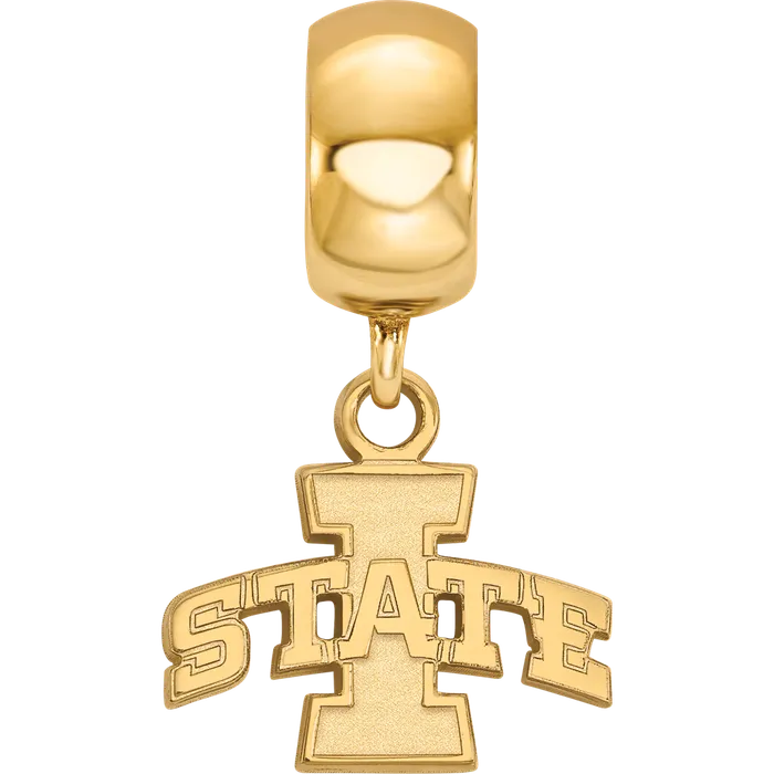 TreasureFineJewelers Sterling Silver Goldplated LogoArt Iowa State University Extra Small Dangle Bead Charm Rings