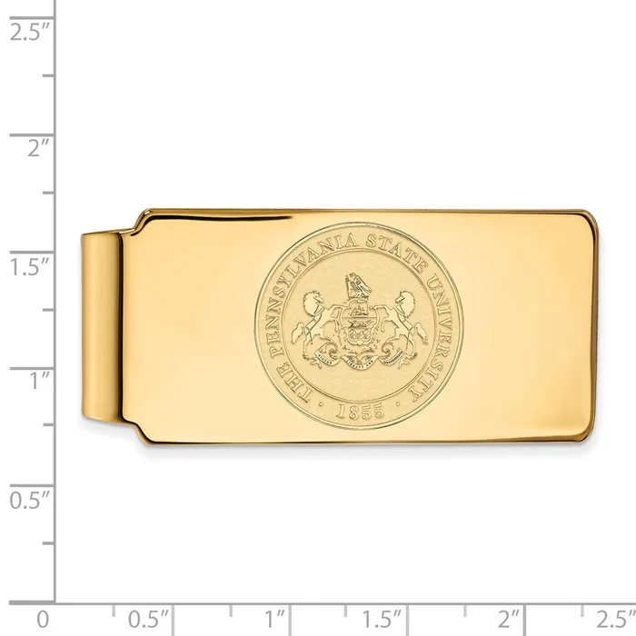 TreasureFineJewelers Sterling Silver Goldplated Penn State University Crest Money Clip Rings