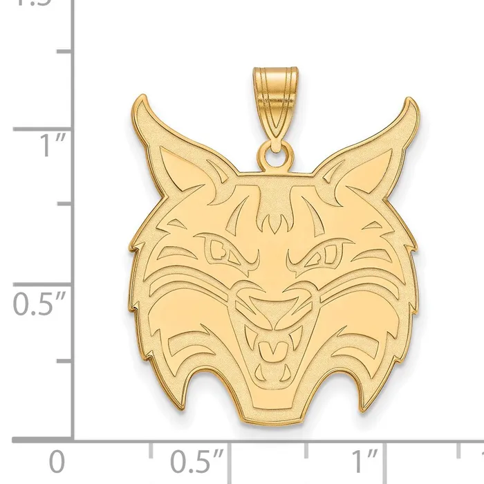 TreasureFineJewelers Sterling Silver Goldplated Quinnipiac University Bobcat Extra Large Pendant Necklaces