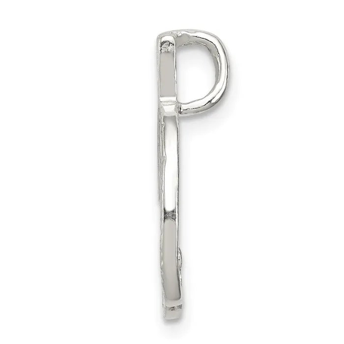 TreasureFineJewelers Sterling Silver Polished Textured Letter D Initial Chain Slide Necklaces