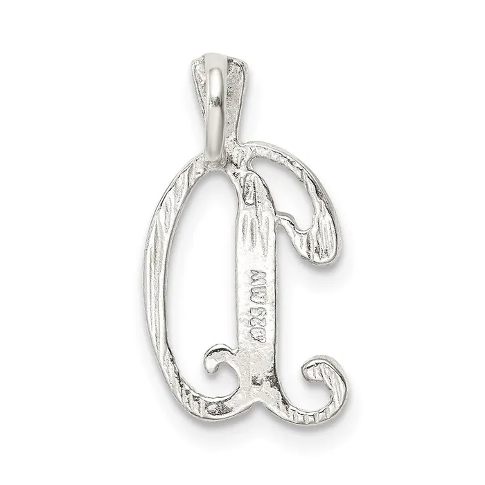 TreasureFineJewelers Sterling Silver Polished Textured Letter D Initial Chain Slide Necklaces