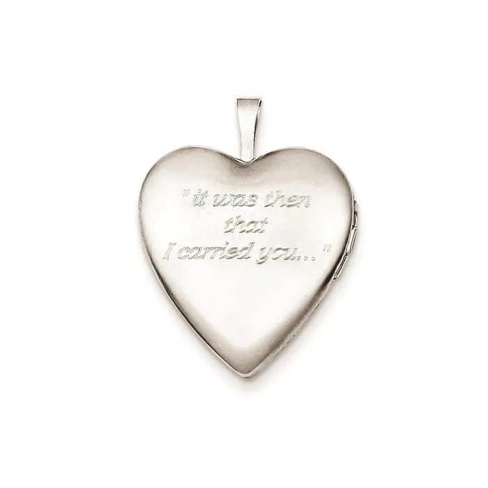 TreasureFineJewelers Sterling Silver Rhodiumplated 20mm DC Footprints Heart Locket Rings