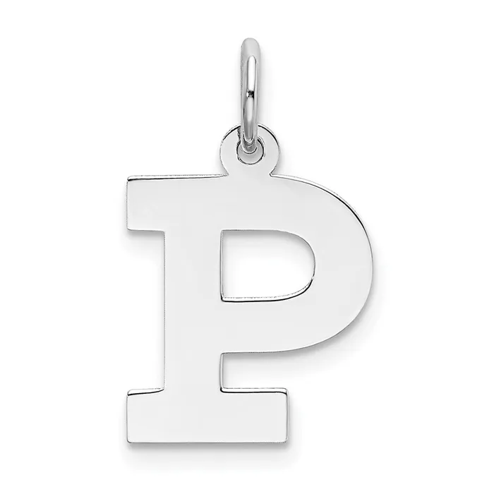 TreasureFineJewelers Sterling Silver Rhodiumplated Block Letter P Initial Charm Rings TreasureFineJewelers Sterling Silver Rhodiumplated Block Letter P Initial Charm Rings