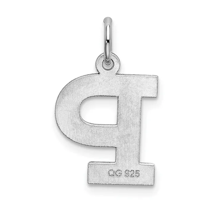 TreasureFineJewelers Sterling Silver Rhodiumplated Block Letter P Initial Charm Rings
