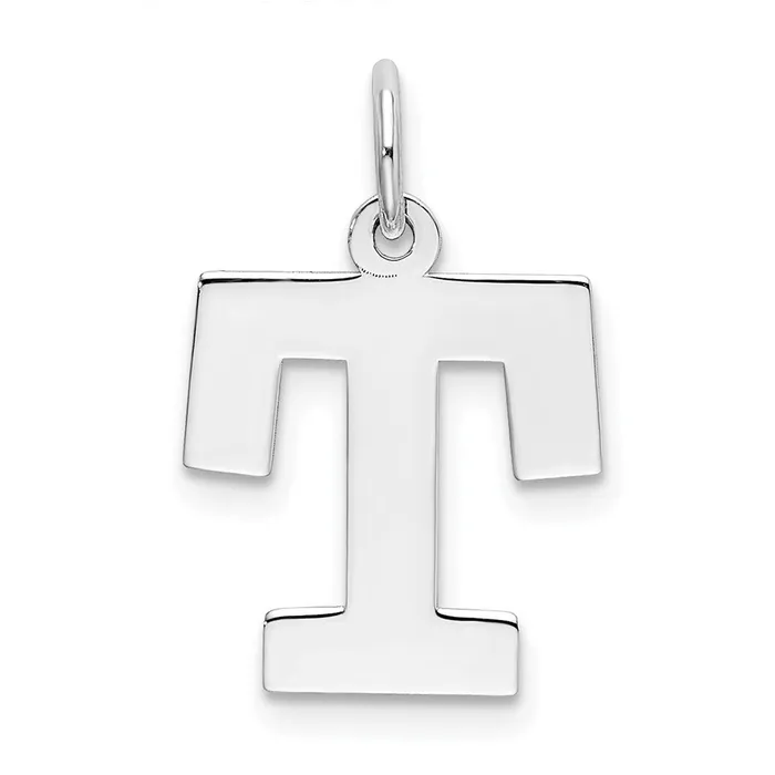 TreasureFineJewelers Sterling Silver Rhodiumplated Block Letter T Initial Charm Rings TreasureFineJewelers Sterling Silver Rhodiumplated Block Letter T Initial Charm Rings