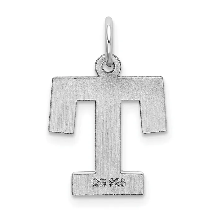 TreasureFineJewelers Sterling Silver Rhodiumplated Block Letter T Initial Charm Rings