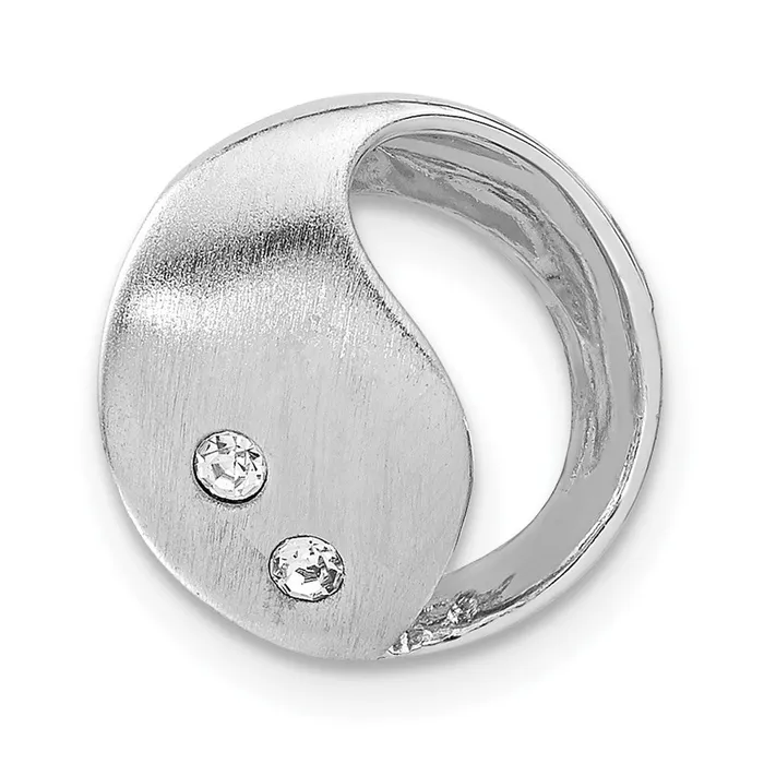 TreasureFineJewelers Sterling Silver Rhodium Plated Satin Polished CZ Circle Pendant Necklaces TreasureFineJewelers Sterling Silver Rhodium Plated Satin Polished CZ Circle Pendant Necklaces