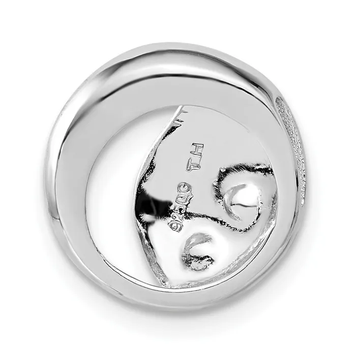 TreasureFineJewelers Sterling Silver Rhodium Plated Satin Polished CZ Circle Pendant Necklaces