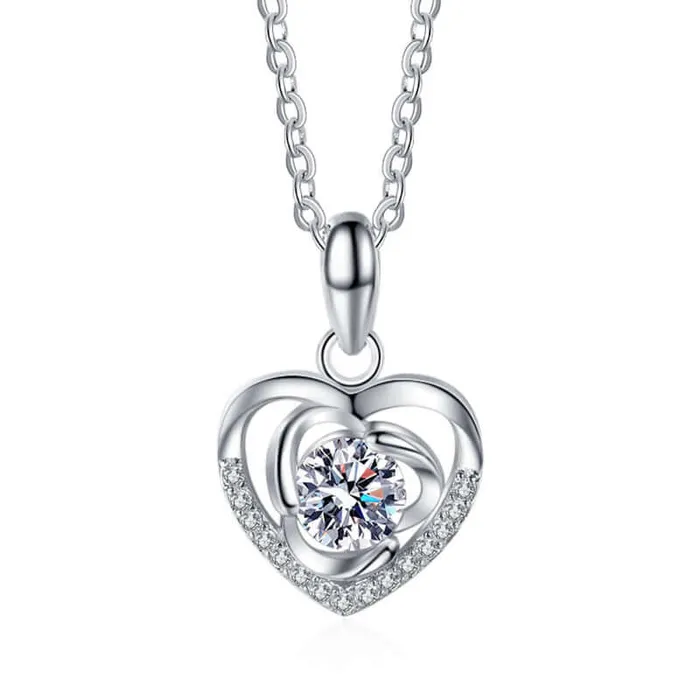 Trendolla Jewelry Clover Heart Moissanite Necklace Necklaces