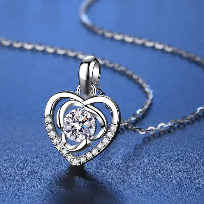 Trendolla Jewelry Clover Heart Moissanite Necklace Necklaces