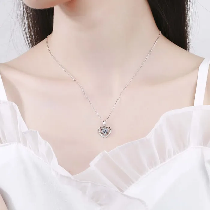 Trendolla Jewelry Clover Heart Moissanite Necklace Necklaces