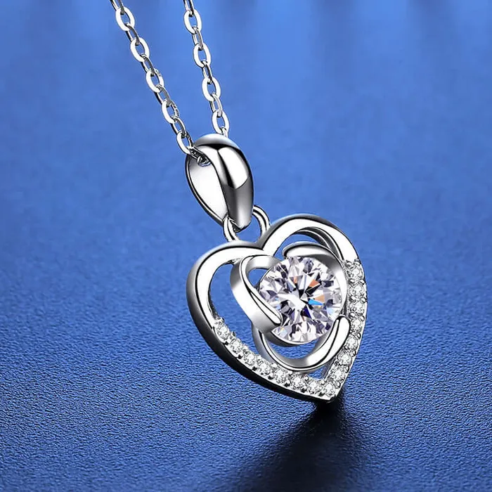 Trendolla Jewelry Clover Heart Moissanite Necklace Necklaces