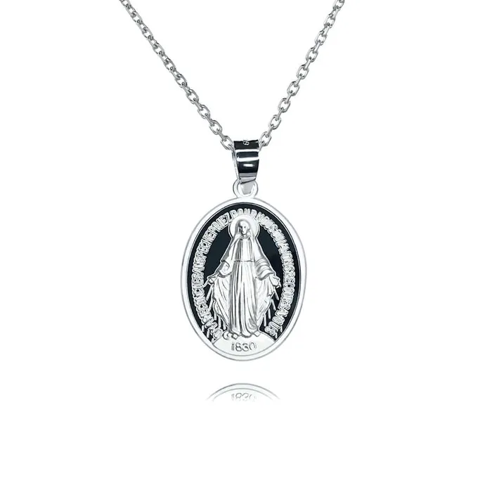 Trendolla Jewelry Necklaces 999 Fine Silver Oval Virgin Mary Pendant Virgencita Necklace Trendolla Jewelry Necklaces 999 Fine Silver Oval Virgin Mary Pendant Virgencita Necklace