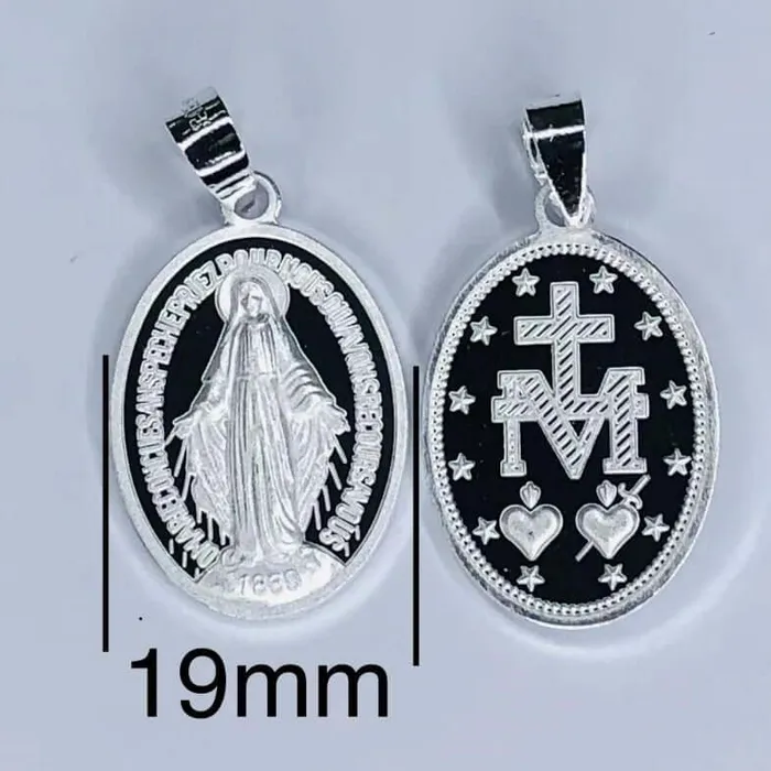 Trendolla Jewelry Necklaces 999 Fine Silver Oval Virgin Mary Pendant Virgencita Necklace